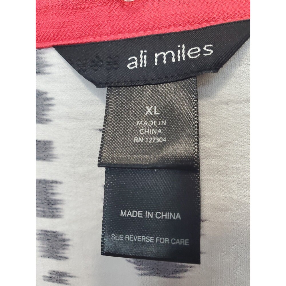 Ali Miles Ikat Print Henley Neck Tunic with Pockets Size XL Artsy Lagenlook - Picture 3 of 7